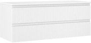 Mexen Rivel, kúpeľňová skrinka 120 cm s pracovnou doskou, 2 zásuvky, drážkovaná, biela matná, 91A20-12047-2-BFFC01