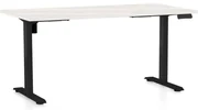 Výškovo nastaviteľný stôl OfficeTech B, 160 x 80 cm, čierna podnož, biely jaseň