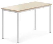 Stôl SONITUS, 1200x600x720 mm, HPL - breza, biela