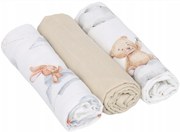 BabiM Mušelínové látkové plienky Premium Animals 60x75 3v1 macko na obláčiku