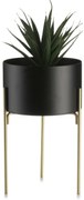 KOVOVÝ KVETINÁČ SO STOJANOM LOFT 20X13 CM ČIERNA/ZLATÁ