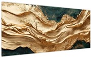 Obraz - Zelená abstrakcia so zlatom II. (120x50 cm)