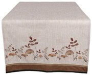 Béžový bavlnený behúň na stôl s hubkami Little Forest Jewels - 50*140 cm