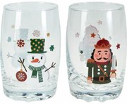 Súprava 2 vianočných pohárov Snehuliak a Luskáčik 250 ml