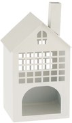 Biely kovový väčší domček na sviečku - 19 * 17 * 36cm