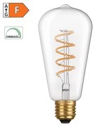 Diolamp LED Spiral Filament žiarovka číra ST64 4W/230V/E27/1800K/300Lm/360°/Dim