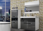 Kúpeľňový nábytok Belini šedý lesk / čierny lesk + umývadlo + zrkadlo  ROD P 2/0/W/SB/0/ZW