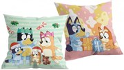 Vianočný obojstranný vankúš Bluey – motív rodinka - 40 x 40 cm