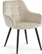 Jedálenské kreslo VARSI VELVET s čiernymi nohami, béžové