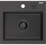 Mexen Milo, granitový drez 435x410x171 mm, 1-komorový, čierna-škvrny s čiernym sifónom, 6505441000-76-B