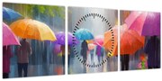 Obraz - Daždivý deň (s hodinami) (90x30 cm)