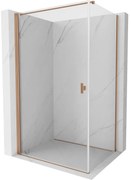 Mexen Mist-B, 1-krídlový výklopný sprchový kút 70 x 75 cm, číre sklo, medený matný profil, 8A2T-070-075-65-00