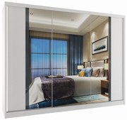 Šatníková skriňa 232 cm Belini biely mat s posuvnými dverami a zrkadlom MV SZP4/2/1W/2W1L/S/HI