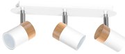 Bodové svietidlo Joker, 3x drevené/biele kovové tienidlo, w/ch