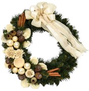 Vianočný veniec na dvere Smotanový 35cm
