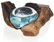 Roztavené sklo na dreve - Svietnik