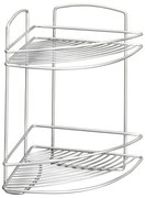 Rohová nástenná oceľová kúpeľňová polička v striebornej farbe - Metaltex