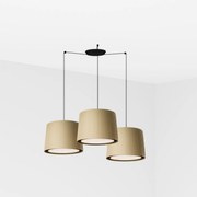 Faro Samba závesné svietidlo 3xE27 čierna/zelená, textil/papyrus, 500cm