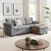 Rohová rozkladacia sedacia súprava Catini NESTA sivá