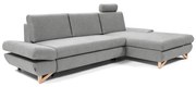 Rozkladacia rohová čalúnená sedacia súprava s úložným priestorom do tvaru L AVESTA pravá sivá