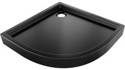 Mexen Flow+, štvrťkruhová sprchová vanička 90 x 90 cm, čierna matná, 46Q709090H