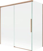 Mexen Rox, 2-krídlová posuvná vaňová zástena 150 + 70 x 150 cm, 8mm číre sklo, medený matný profil, 8C9-150-070-65-00