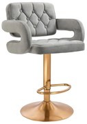 LuxuryForm DESIGN Barová stolička ADRIA VELUR na zlatom tanieri - šedá