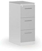 Kovová zásuvková kartotéka PRIMO s drevenými čelami A4, 3 zásuvky, biela/sivá