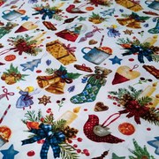 Divazo Bavlnená látka Vianočná nálada Biela/Farebná 160 cm