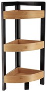 Polička do kúpeľne Black Bamboo 3, čierna/s drevenými prvkami