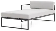 Sensum Skepparholmen Záhradná posteľ pravá, 205 × 107,5 × 66 cm, oceľ, polyester, čierna, svetlosivá