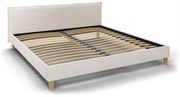 Krémová čalúnená dvojlôžková posteľ s roštom 200x200 cm Tina - Ropez