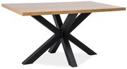 Čierny jedálenský stôl s dubovou doskou CROSS 150x90