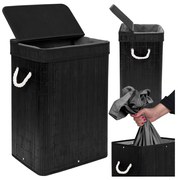 Kôš na bielizeň SOREN 80 l bambusový čierny