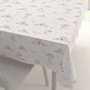 Biante Detský bavlnený obdĺžnikový obrus Sandra SA-614 Veselé vtáčiky na bielom 50x100 cm