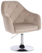 LuxuryForm DESIGN Kreslo ANDORA VELUR na striebornom tanieri - latte