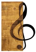 Nástenná drevená dekorácia TREBLE CLEF hnedá/čierna