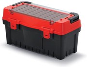 Kufor na náradie s alu držadlom 59,4 × 28,8 × 30,8 cm, prepážky, červená