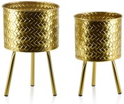 Súprava 2 kvetináčov SWEN L:20xh32cm,M:18xh28cm zlatá