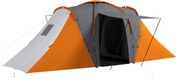 Outsunny tunelový stan pre 4–6 osôb — 2 spálne + obývacia časť, vodeodolnosť 2000 mm, sivá a oranžová | Aosom