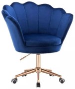 LuxuryForm DESIGN Kreslo FREY VELUR na zlatej podstave s kolieskami - modré