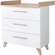 Biela detská komoda s prebaľovacím pultom v dekore duba 88,5x99x76 cm Léon – Roba