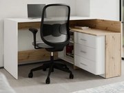 Rohový písací stôl Alex, dub artisan/biely%