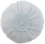 Pomněnkový bavlnený vankúš s čipkou Lace blue - Ø 40*11cm