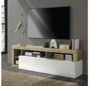 Televízny stolík LENOR biela/svetlý dub