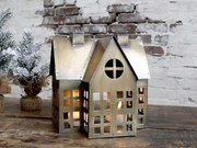 Bronzový antik kovový domček na sviečku - 20*15*20cm