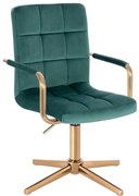 LuxuryForm DESIGN Otočná stolička VERONA GOLD VELUR na zlatom kríži - zelená