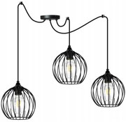 Závesné svietidlo Toronto Spider, 3x čierne drôtené tienidlo
