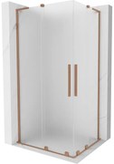 Mexen Velar L Duo, sprchový kút s posuvnými dverami 90 x 80 cm, 8mm sklo námraza, medená matná, 871-090-080-02-33-65