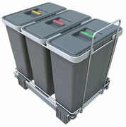 Vstavaný kôš na triedený odpad s rámom 12+12+12 l, sivá